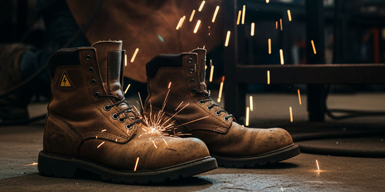 Electrical Hazard safe work boots enduring weld sparks