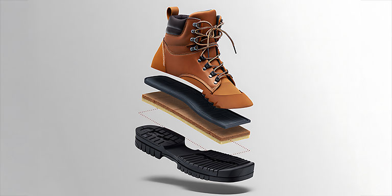 exploded view of insole and outsole