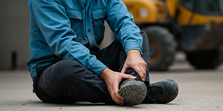 man massaging ill-fitted boot